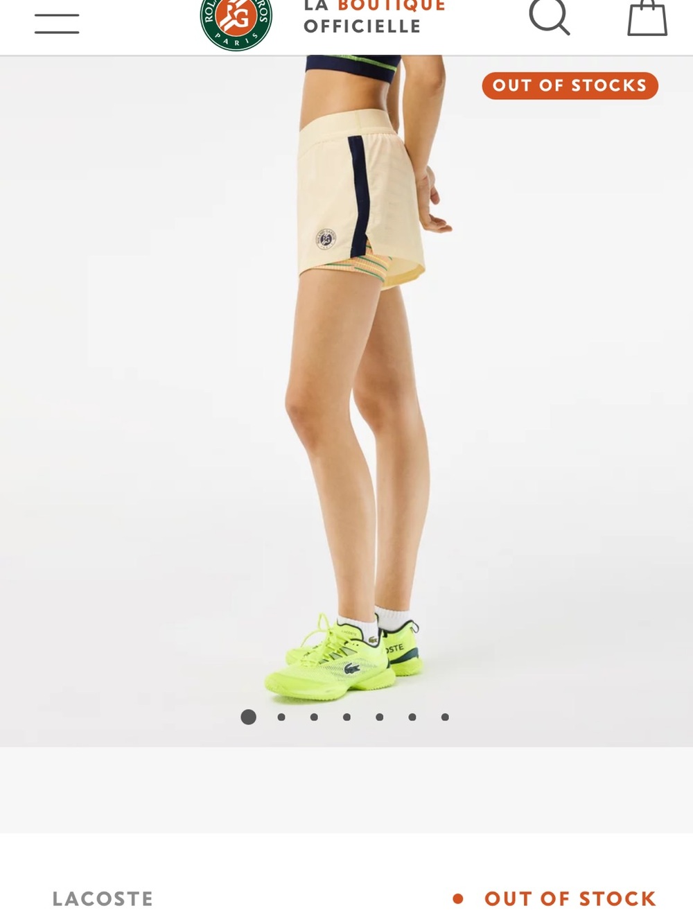 Lacoste x Roland-Garros Size 38 Performance Short - 2023